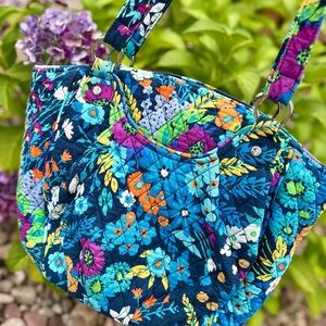 Vera Bradley Blue Floral Quilted Shoulder Bag